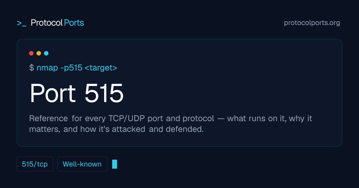Port 515 (LPD) – what it is & how to open it | ProtocolPorts